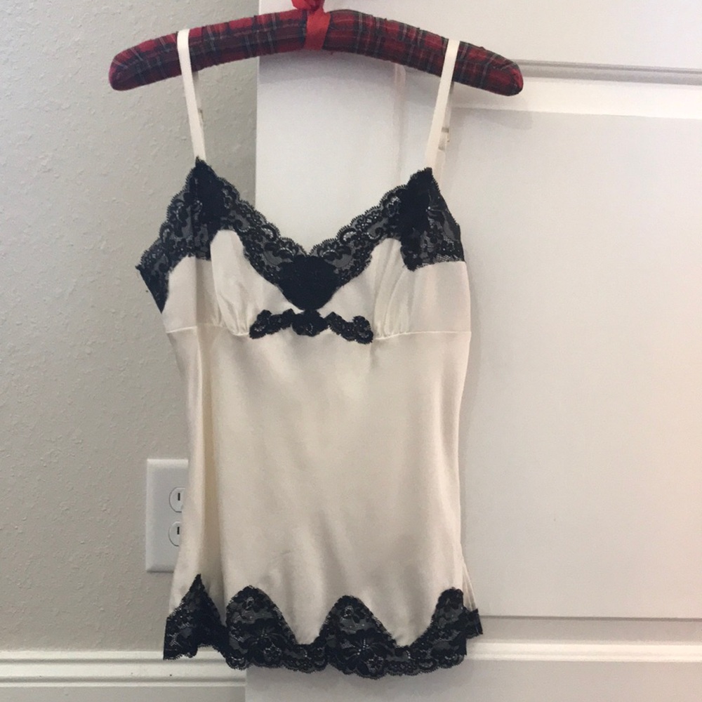 Elegant Cream and Black Lace Camisole